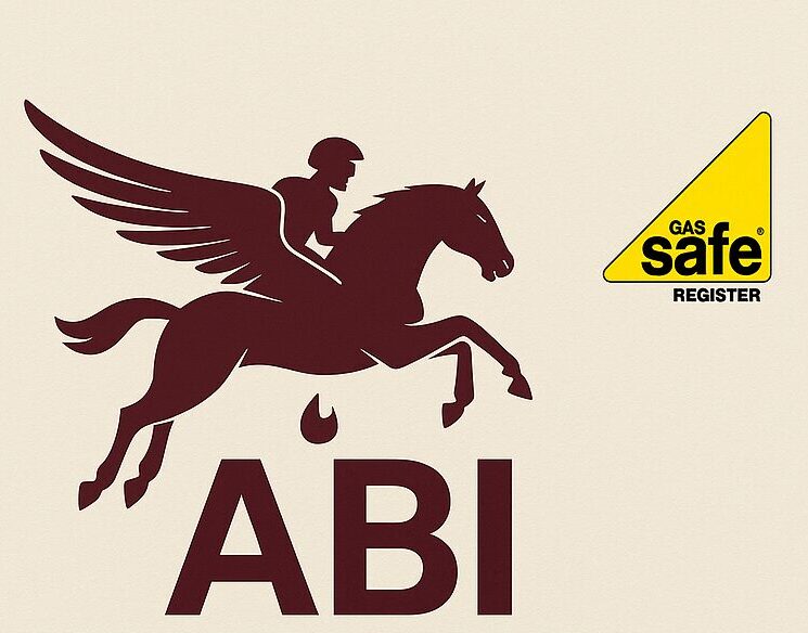 ABI Heating logo, displaying gas safe